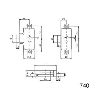 Drehstangenschloss 740 MLM - 15 - 30 mm Dornmaß – Bild 2