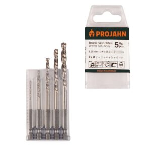 Projahn HSS-G Bohrer Satz 6-kant Schaft E6.3 5-tlg.  - (2, 3, 4, 5, 6 mm) – Bild 1