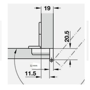 Häfele-Hetall Möbelscharnier  Armteil ohne Feder - Aufschlag 12 mm – Bild 2
