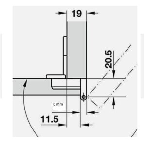 Häfele-Hetall Möbelscharnier  Armteil ohne Feder - Aufschlag 6 mm – Bild 2