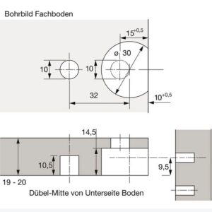 Hettich Verbindungbeschlag 30/32/10 mm ohne Rand - 25049 – Bild 2