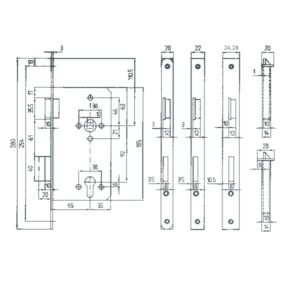 Bever Haustüreinsteckschloss Nr. 290 - 55 mm Dorn 92 mm Abstand, 20 mm Stulp DR – Bild 2