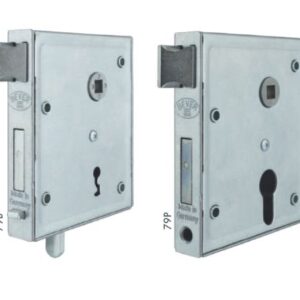 Bever Universalkastenschloss schiessende Falle - 79 PK BB mit Kunststoffdrücker/Schild – Bild 1