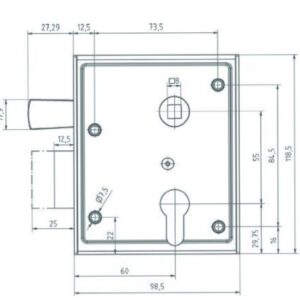 Bever Universalkastenschloss hebender Falle - 89 PK BB incl Drückergrt. Kunststoff – Bild 2