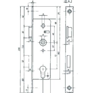 Bever Glastüreinsteckschloss PZW 274 20 mm Stulp kantig - 35 mm Dorn DL – Bild 2