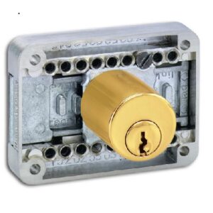 Junie Kastenschloss Zylinder verstellbar 2828 - gleichschliessend 110 Messing poliert – Bild 1