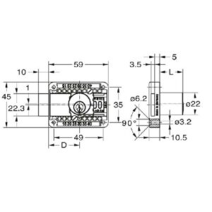 Junie Kastenschloss Zylinder verstellbar 2828 - gleichschliessend 110 Messing poliert – Bild 2