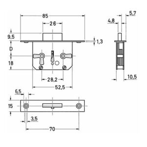 Einsteckschlösser Junie 667 Zuhaltung 1 - 6 - 15 mm Dorn re, li – Bild 2