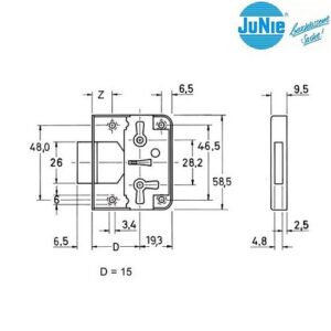 Junie Kastenschloss 772  mit Schlüssel - 15 mm Dorn – Bild 2