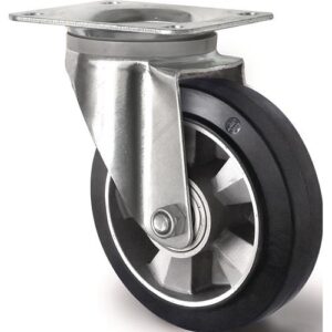 TECWERK Schwerlastlenkrolle - Rad- 200 mm Tragf?higkeit 500 kg Lenkrolle Elastikgummi 135 mm – Bild 1