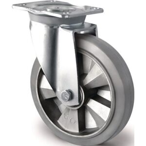 TECWERK Schwerlastlenkrolle - Rad- 125 mm Tragf?higkeit 300 kg Lenkrolle Elastikgummi – Bild 1