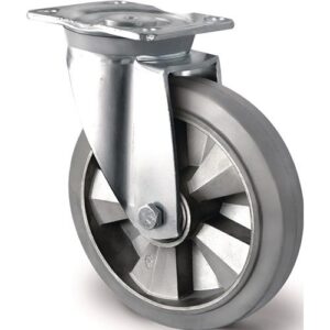 TECWERK Schwerlastlenkrolle - Rad- 200 mm Tragf?higkeit 500 kg Lenkrolle Elastikgummi – Bild 1