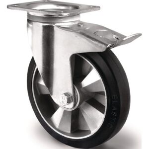 TECWERK Schwerlastlenkrolle - Rad- 125 mm Tragf?higkeit 300 kg Totalfeststeller Elastikgummi – Bild 1