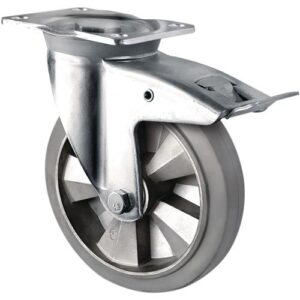 TECWERK Schwerlastlenkrolle - Rad- 160 mm Tragf?higkeit 400 kg Totalfeststeller Elastikgummi – Bild 1