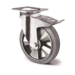 TECWERK Schwerlastlenkrolle - Rad- 250 mm Tragf?higkeit 500 kg Totalfeststeller Elastikgummi – Bild 1