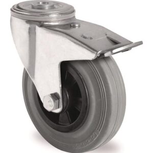 TECWERK Lenkrolle mit Totalfeststeller - Rad- 100 mm Tragf?higkeit 75 kg mit Rckenloch Rollenlager – Bild 1