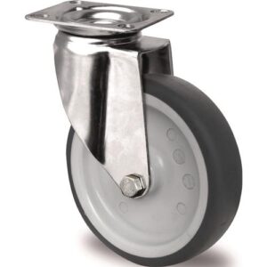 TECWERK Lenkrolle - Rad- 125 mm Tragf?higkeit 100 kg mit Anschraubplatte Plattenbreite 70 mm – Bild 1