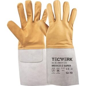 TECWERK Schweiÿerhandschuhe - Gr?ÿe 10 gelb/grau EN 388, EN 407, EN 12477 – Bild 1