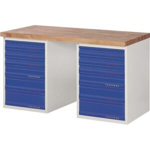 TECWERK Werkbank - B1500xT700xH840mm Buche lichtgrau / enzianblau – Bild 1