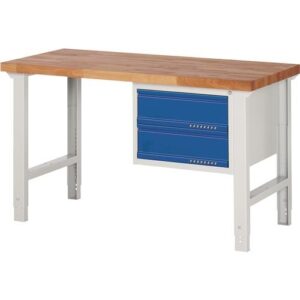 TECWERK Werkbank - B1500xT700xH790-1140mm Buche lichtgrau / enzianblau – Bild 1