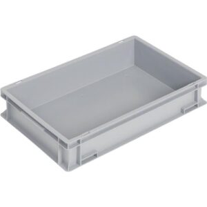 TECWERK Transportstapelbeh?lter - L600xB400xH120mm grau PP Muschelgriff – Bild 1