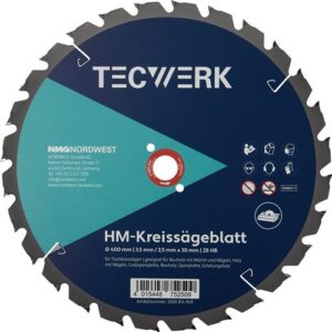 TECWERK Tischkreiss?geblatt - Auÿen- 400 mm Z?hnezahl 28 HB Bohrung 30 mm Schnittbreite 3,5 mm – Bild 1