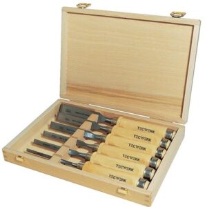 TECWERK Stechbeitel-Satz - 6,10,12,16,20,26 mm Weiÿbuchenheft Ulmer Form – Bild 1