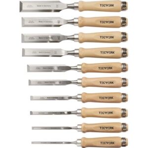 TECWERK Stechbeitel-Satz - 6,8,10,12,16,20,22,24,26,30 mm Weiÿbuchenheft Ulmer Form – Bild 1