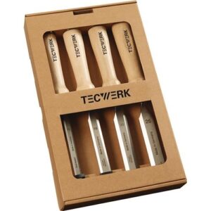 TECWERK Stechbeitel-Satz - 10,16,20,26 mm Weiÿbuchenheft Ulmer Form – Bild 1