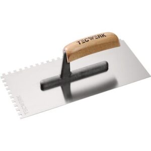 TECWERK Gl?ttekelle - L?nge 280 mm Breite 130 mm Zahnung 6x6 rostfrei, m. Buchenholzheft – Bild 1