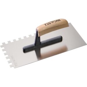 TECWERK Gl?ttekelle - L?nge 280 mm Breite 130 mm Zahnung 10x10 rostfrei, Buchenholzheft – Bild 1