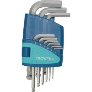 TECWERK Sechskantwinkelschraubendreher-Satz - 9-teilig Kunststoffhalter SW 1,5 - 10 mm – Bild 1