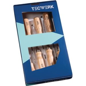 TECWERK Schraubendreher-Satz - 7-teilig Schlitz / PH / Aufreiber Holzgriff – Bild 1