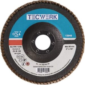 TECWERK F?cherscheibe -  125 mm K?rnung 40 konisch INOX Zirkonkorund – Bild 1