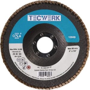 TECWERK F?cherscheibe -  125 mm K?rnung 60 konisch INOX Zirkonkorund – Bild 1