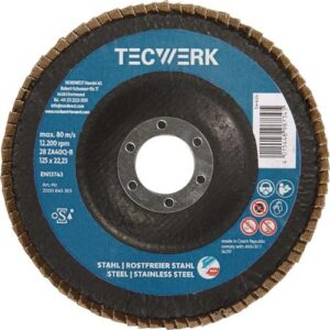 TECWERK Premium-F?cherscheibe 2in1 -  125 mm K?rnung 60 flach INOX/Stahl Zirkonkorund – Bild 1