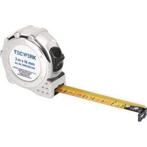TECWERK Taschenrollbandmaÿ - L?nge 3 m Breite 16 mm mm/cm EG II Kunststoff Chrom – Bild 1