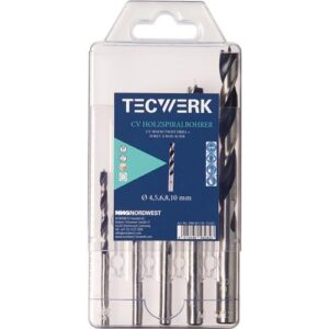TECWERK Holzspiralbohrer-Satz -  4, 5, 6, 8, 10 mm 5 teilig – Bild 1