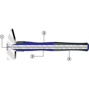 TECWERK Schlosserhammer - 1500 g Stiell?nge 380 mm 3-Komponentenstiel – Bild 3