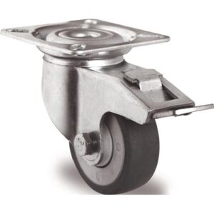 TECWERK Lenkrolle mit Totalfeststeller - Rad- 100 mm Tragf?higkeit 100 kg mit Anschraubplatte Kugellager – Bild 1