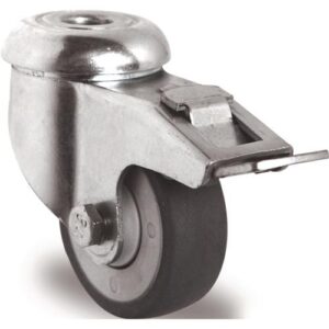 TECWERK Lenkrolle mit Totalfeststeller - Rad- 100 mm Tragf?higkeit 100 kg mit Rckenloch 11 mm Kugellager – Bild 1