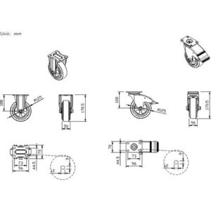 TECWERK Rollen-Satz - 4-teilig 4 Rollen schwenkbar – Bild 3
