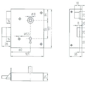 Bever Kastenschloss Rheinisch Nr.  7  - links einwärts BB verzinkt – Bild 2