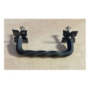 Möbelgriff Bügelform geschmiedet starr - Lochabstand 80 mm mit Rosetten – Bild 1