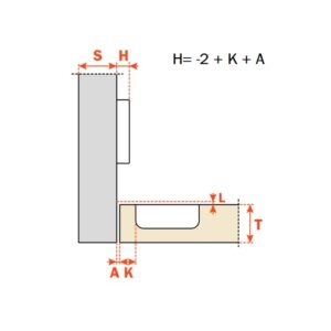 Salice Topfscharnier 110 Grad Clip - Innenliegend KR 17 mit Feder  zum Anschrauben T52 mm – Bild 2