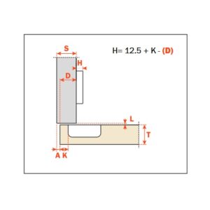 Salice Topfscharnier Mini 94 Grad  - Eckanschlag K 0 mit Feder zum schauben – Bild 2