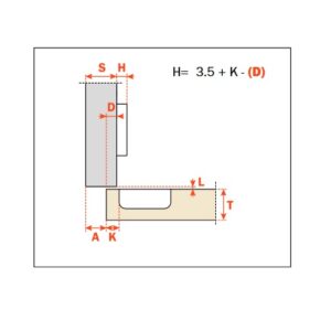 Salice Topfscharnier Mini 94 Grad  - Mittelanschlag K 9 mit Feder zum schrauben – Bild 2