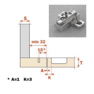 SaliceTopfscharnier für kleine Stollen - mit Feder zum anschrauben T 52 – Bild 2