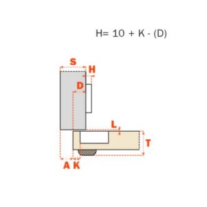 Salice Topfscharnier für Profiltüren 94° mit Feder - Mittelanschlag KR 11 Topf 40 zum anschrauben – Bild 2