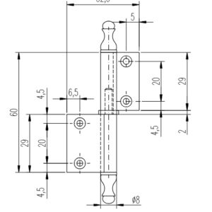 Schumacher Aufsatzband Kröpfung DI  - 60 mm mit Zierkopf links altdeutsch brüniert – Bild 3